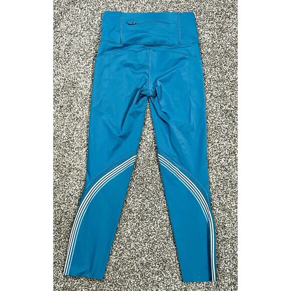 Lululemon Womens Speed Limit Leggings Size 4 Bermuda Teal Striped Length Altered - Picture 8 of 10